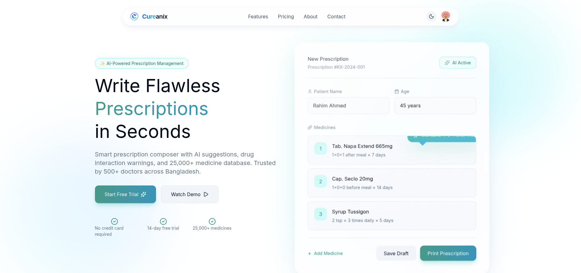 Cureanix - AI Prescription SaaS